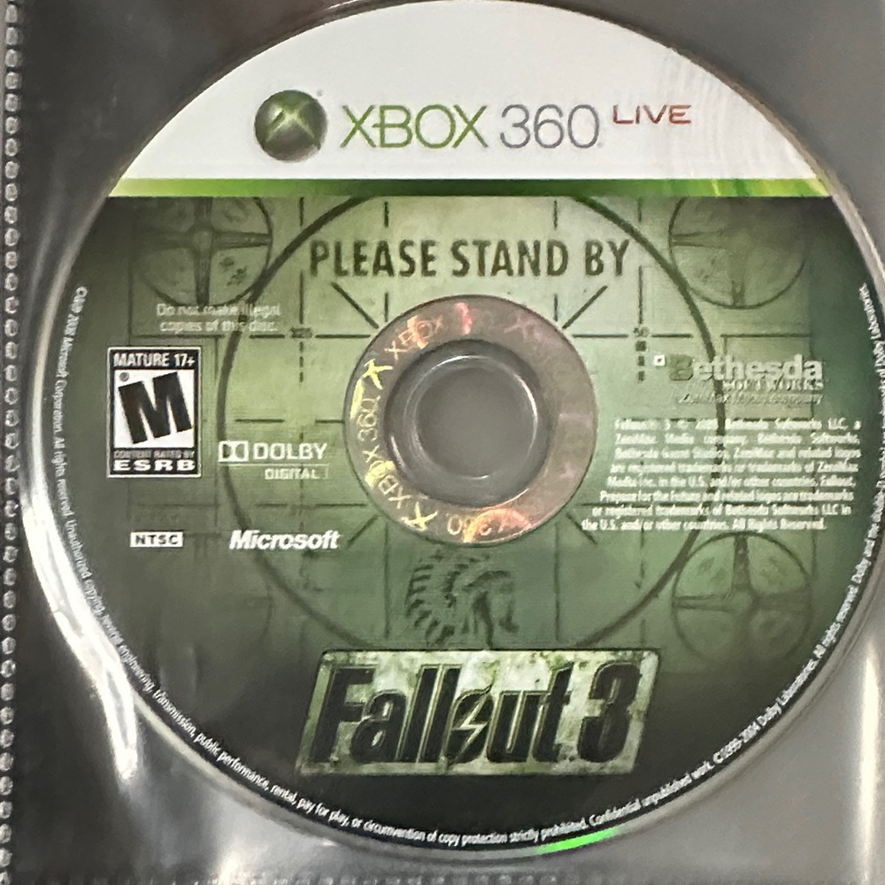 Xbox 360 Fallout 3 Game Disc - Green